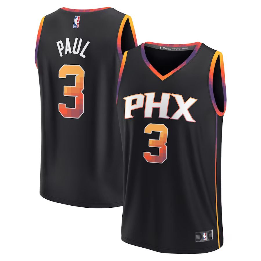 Men Phoenix Suns #3 Chris Paul Fanatics Branded Black 2022-23 Fast Break Player NBA Jersey